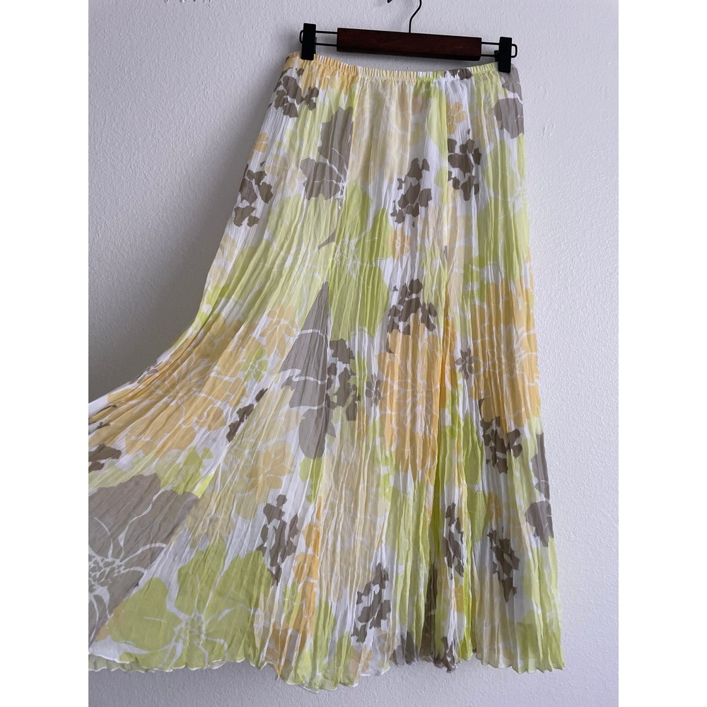 Ruby Rd Maxi Skirt Whimsigoth Fairy Cottagecore Boho Green Floral Crinkle Small